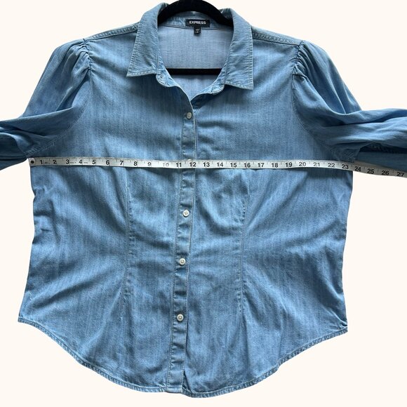 Denim Button down shirt Size XL from Express. Light blue top. - Picture 9 of 12